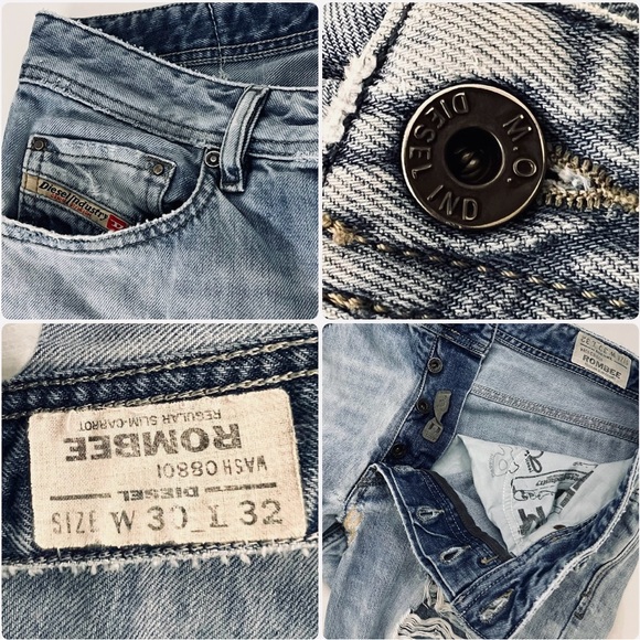 Y2K DIESEL Rombee ‘Dusty Mud’ Distressed regular Slim carrot men’s jean 30 x 32 - Picture 14 of 16